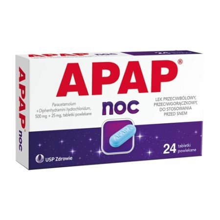 Apap Noc 0,5 g+0,025g tabletki powlekane  24 tabl