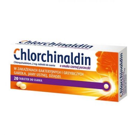 Chlorchinaldin o smaku czarnej porzeczki, tabletki do ssania x 20 szt.