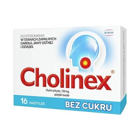 Cholinex 150 mg pastylki twarde, bez cukru 16 szt.
