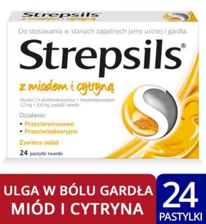 Strepsils miodowo cytrynowe pastylki do ssania 24szt
